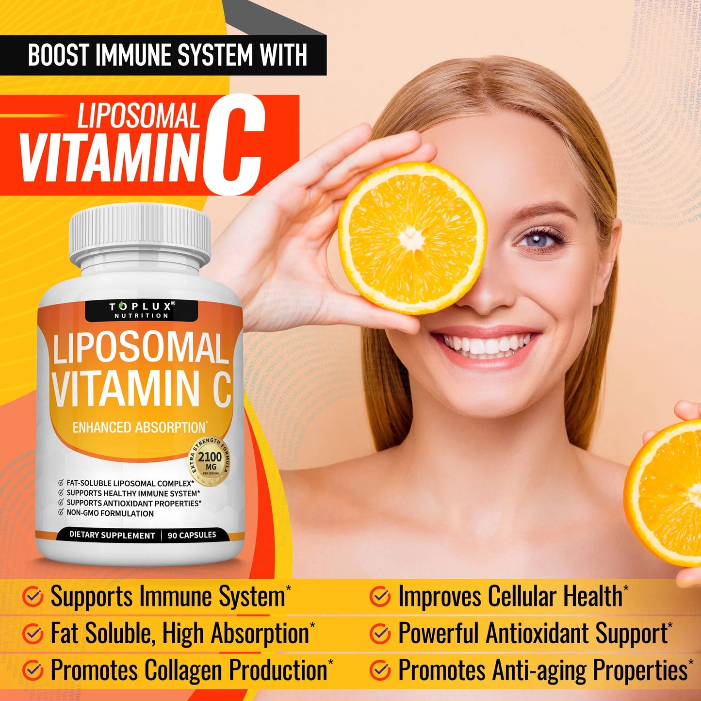 🔥 Toplux Nutrition - Vitamina C Liposomal (2100 mg - 90 Cápsulas) 🔥