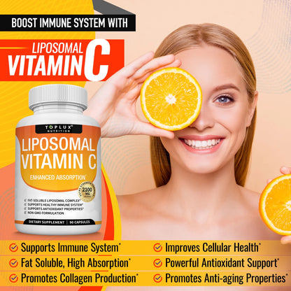 🔥 Toplux Nutrition - Vitamina C Liposomal (2100 mg - 90 Cápsulas) 🔥